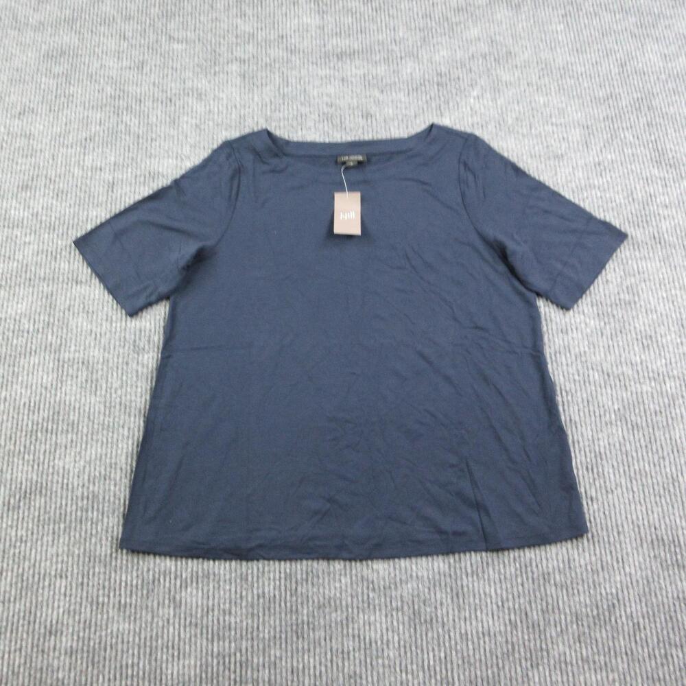 J. Jill Shirt Womens M Navy Blue Round Neck Viscose Stretch Relaxed Wearever NWT